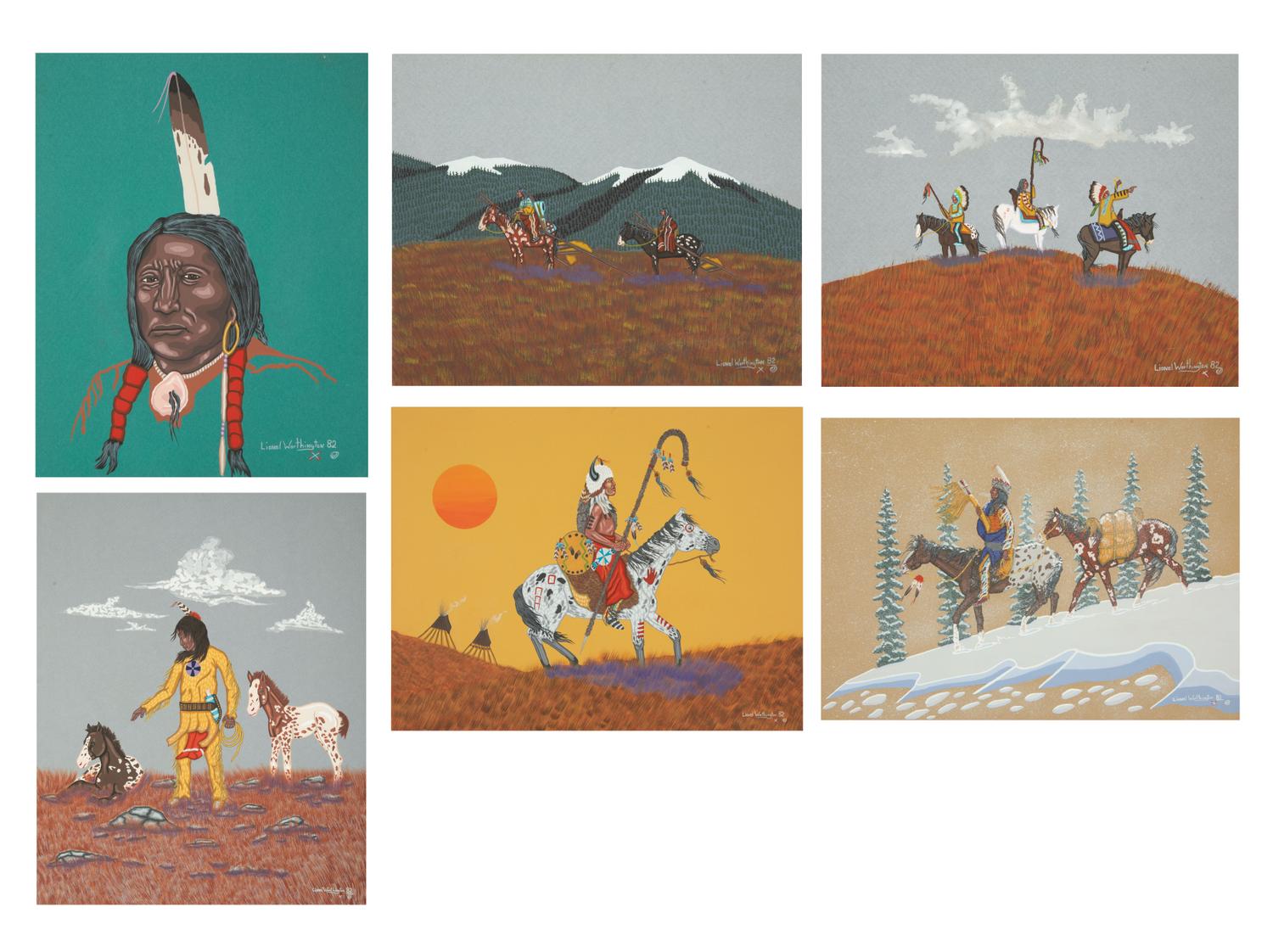Six Works: To Catch a Pony, Warrior, Selecting Camp Site, Moving On, Winter Traveler and War Leader