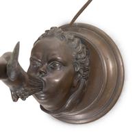 A Continental Bronze Newel Post Lamp