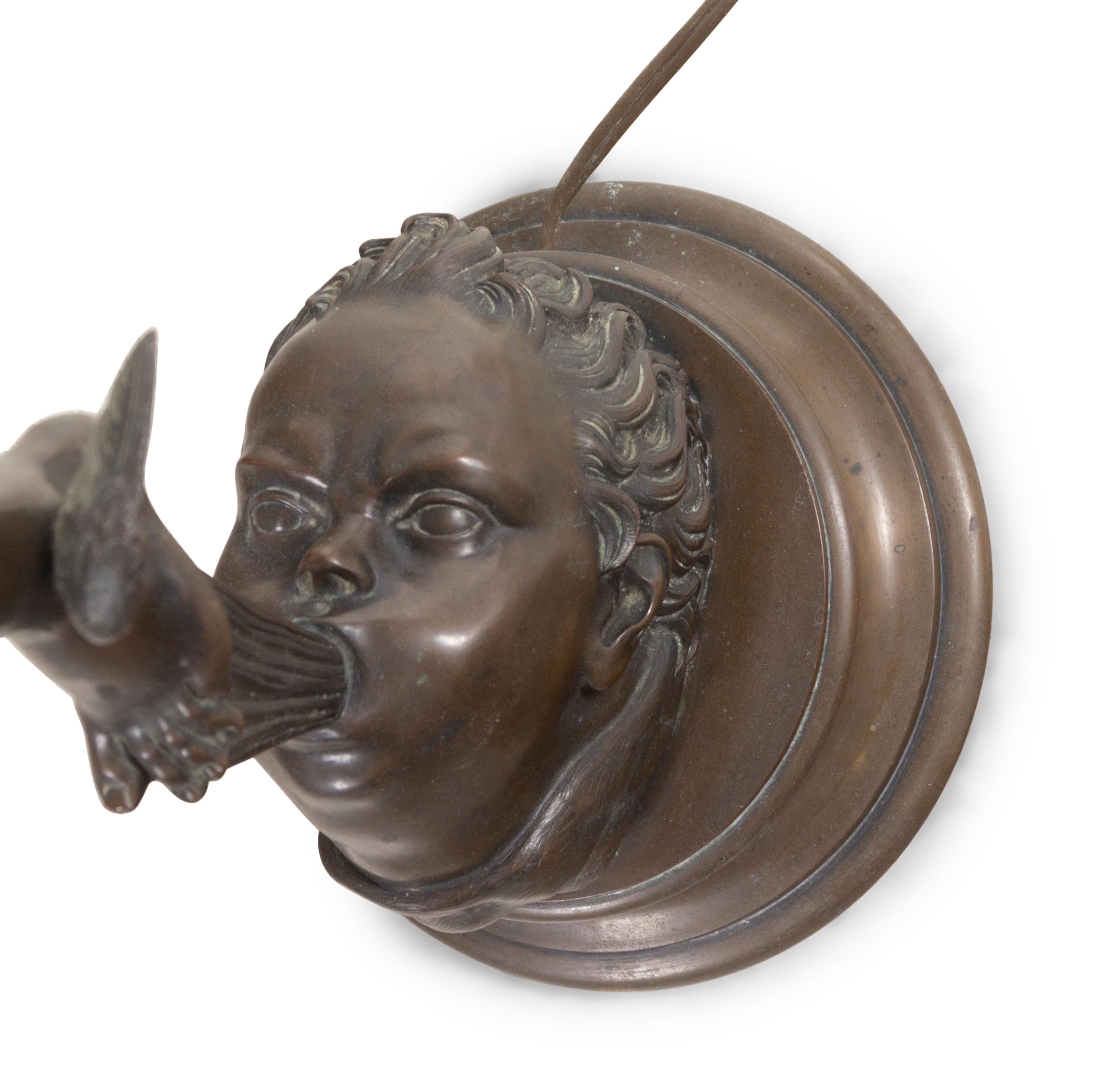 A Continental Bronze Newel Post Lamp