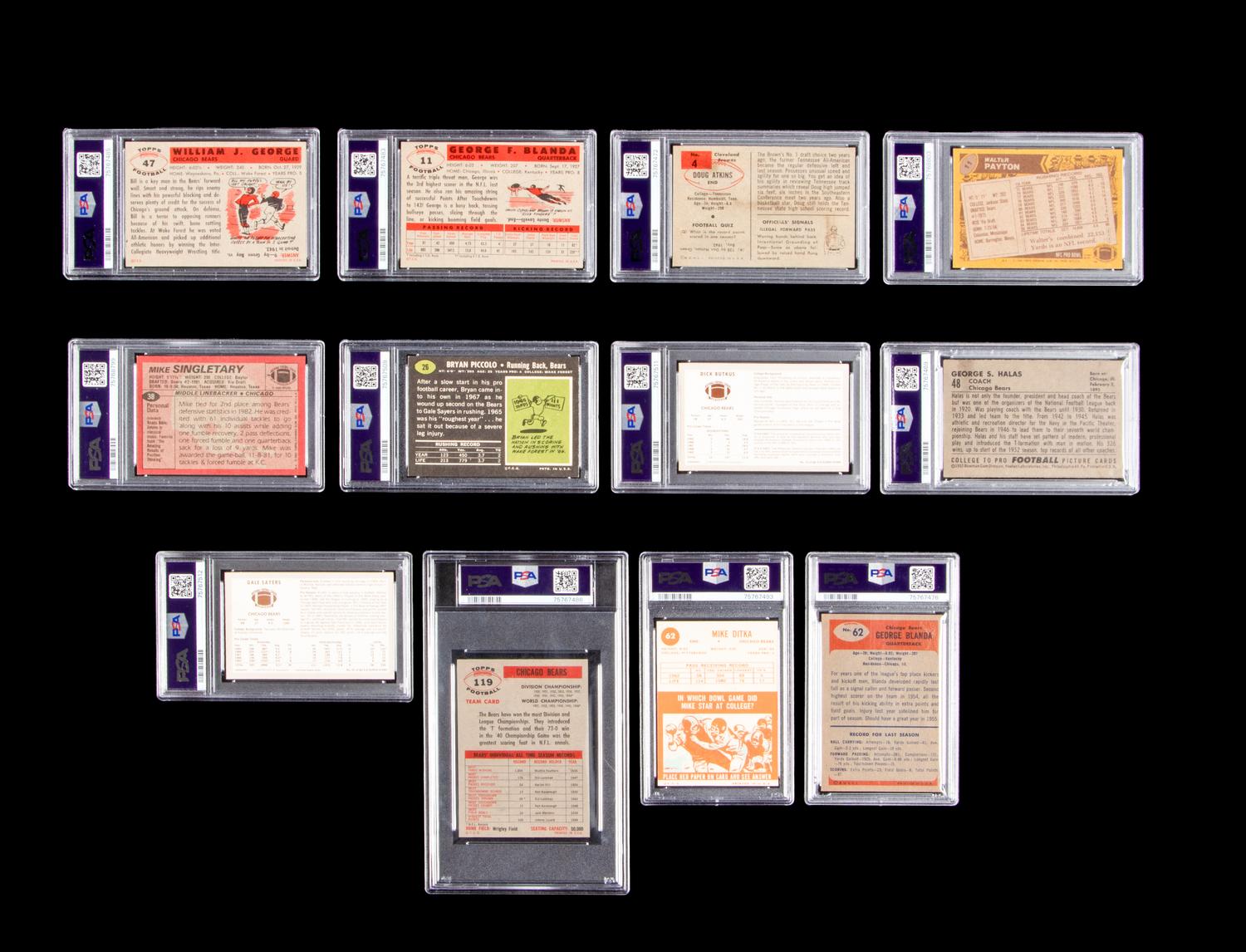A Collection of Chicago Bears Legends PSA Graded Football Cards