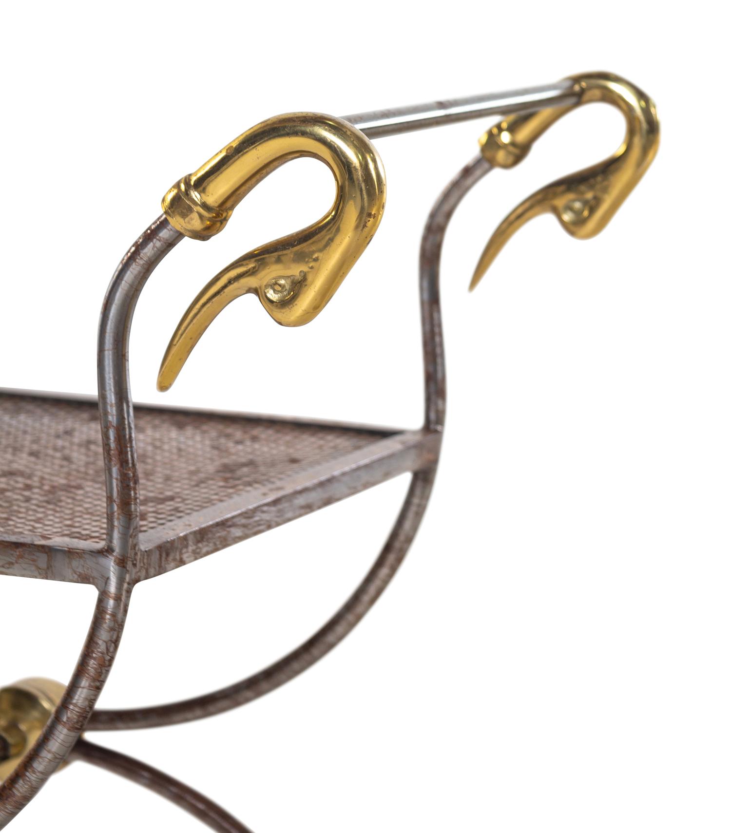 A French Steel and Brass Stool