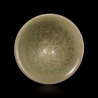 A small celadon-glazed molded conical bowl, Yaozhou 耀州窯斗笠盞 Possibly Song dynasty ????