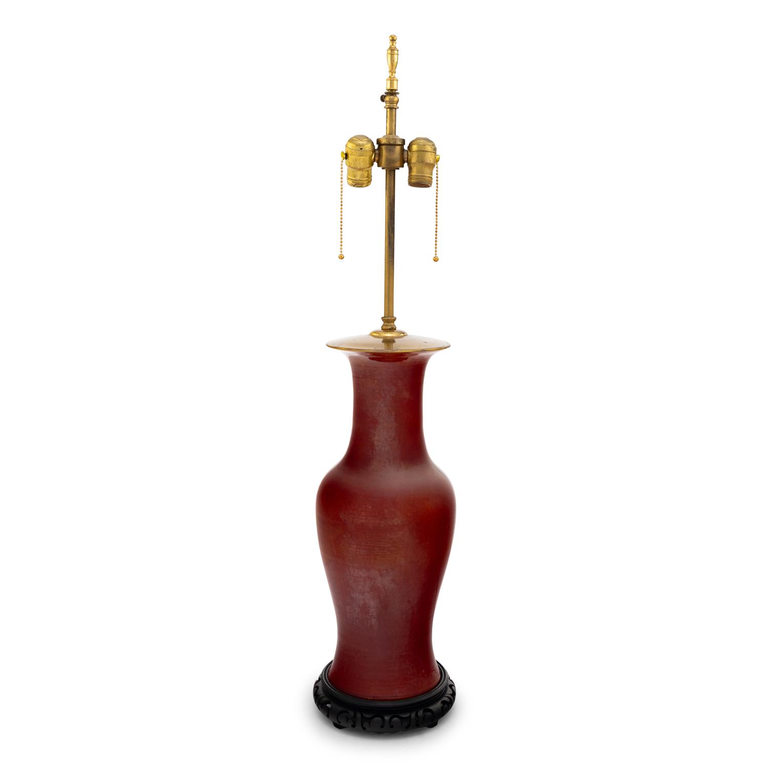 A Warren Kessler Oxblood-Glazed Vase Mounted as a Lamp