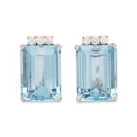 AQUAMARINE AND DIAMOND EARCLIPS