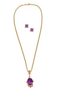 COLLECTION OF AMETHYST AND SEED PEARL JEWELRY