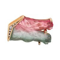 BICOLOR TOURMALINE AND DIAMOND HORSE HEAD BROOCH
