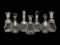 A Group of Seven Decanters by Baccarat and Tiffany & Co. — Early 20th Century