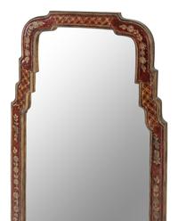 A Queen Anne Style Red Japanned Pier Mirror
