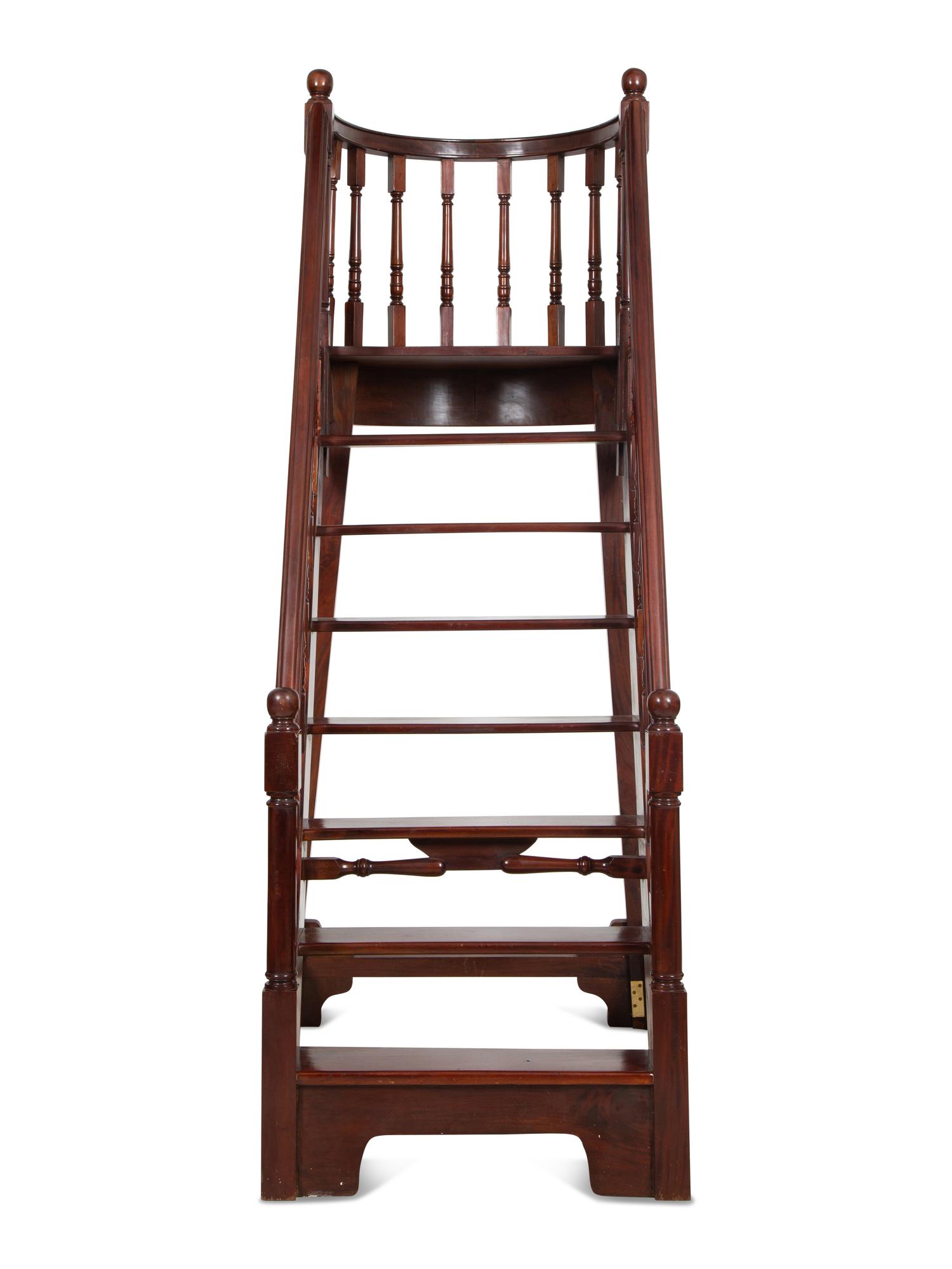 A Set of Georgian Style Mahogany Library Steps