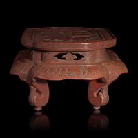 A Ryukyuan Red Lacquer Altar Table — 琉球剔紅雕漆人物圖炕桌