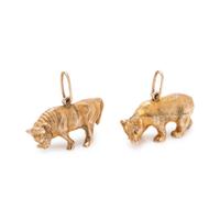 YELLOW GOLD BULL AND BEAR PENDANTS