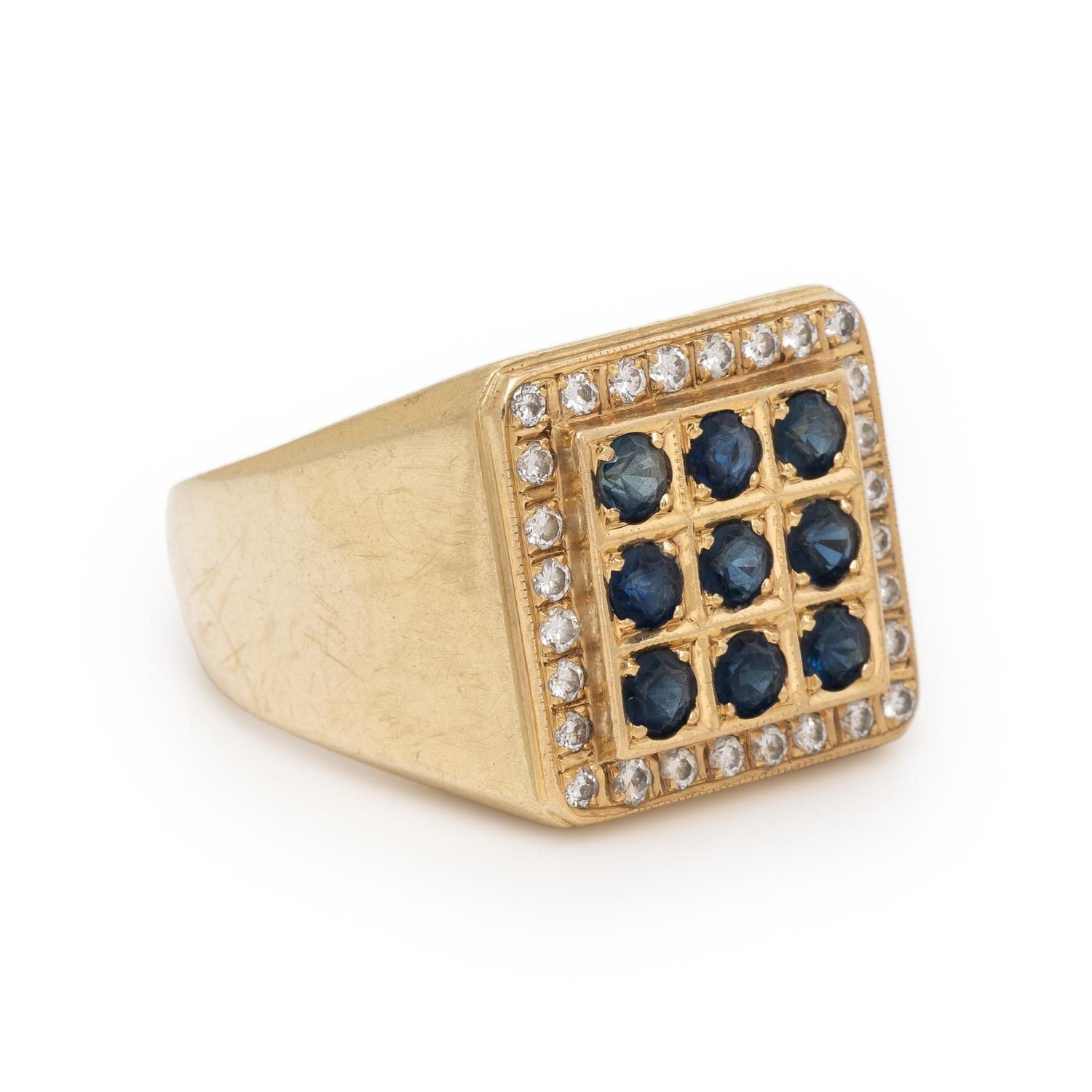 Yellow Gold, Sapphire, and Diamond Ring