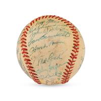 A 1957 World Series Champions Milwaukee Braves Team Signed Autograph Baseball Including Hank Aaron (JSA Letter of Authenticity),