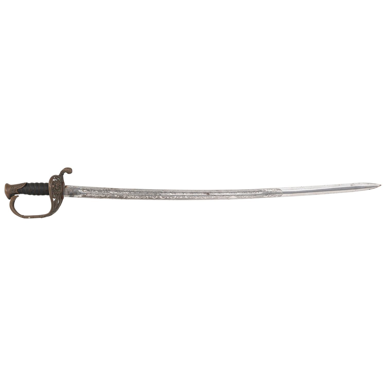 Replica CS Officer's Sword With Etched Blade and Broken Guard