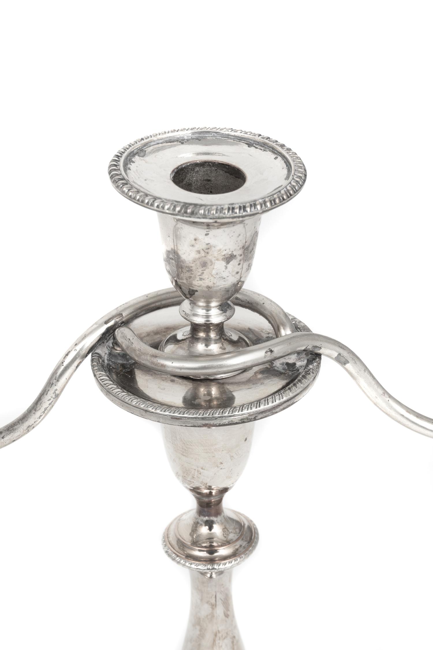 A Pair of George III Style Silver Plate Candlesticks