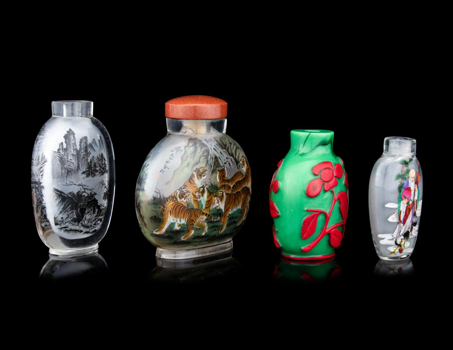 Four Chinese Glass Snuff Bottles