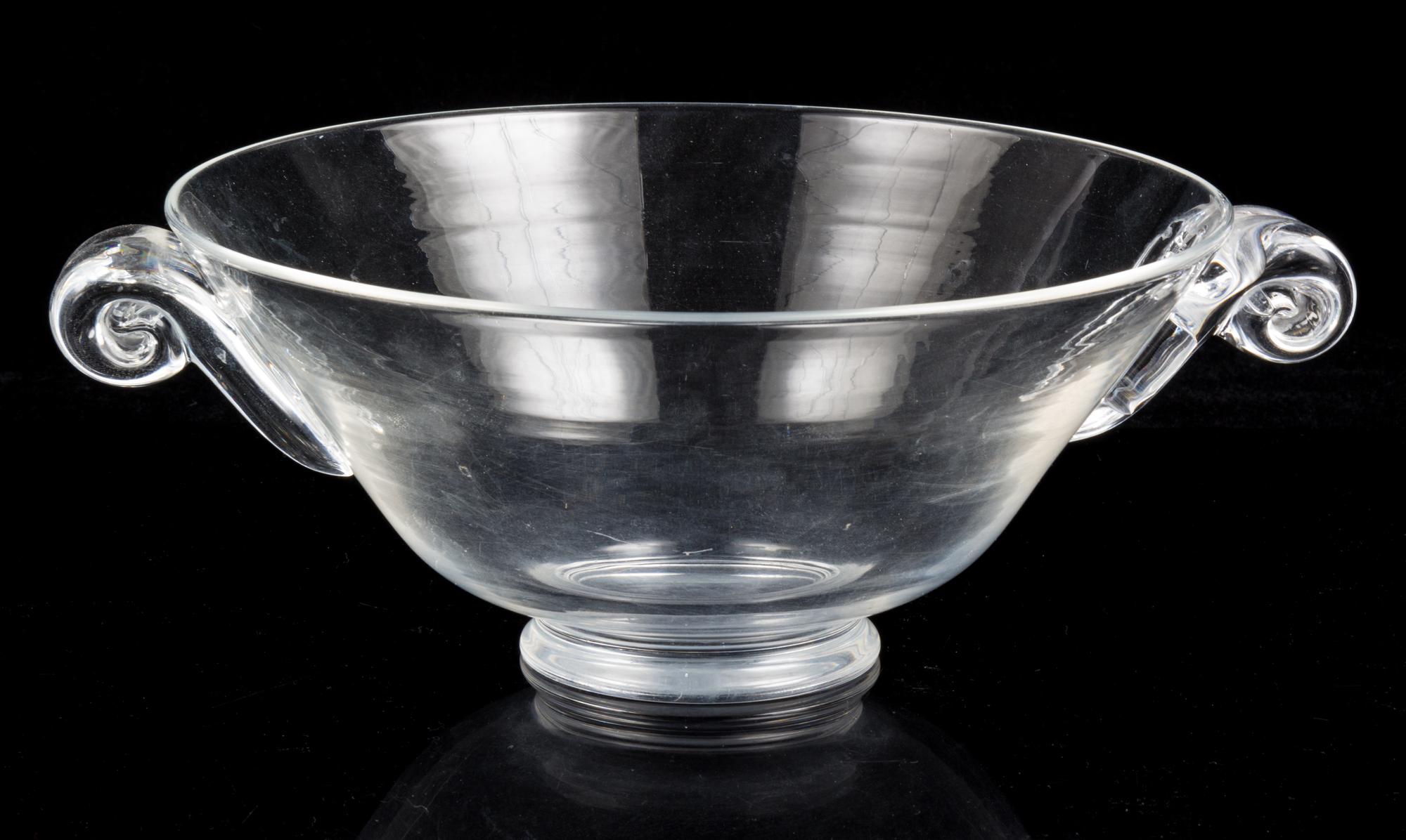 A Steuben Glass Bowl Width over handles 12 1/4 inches.