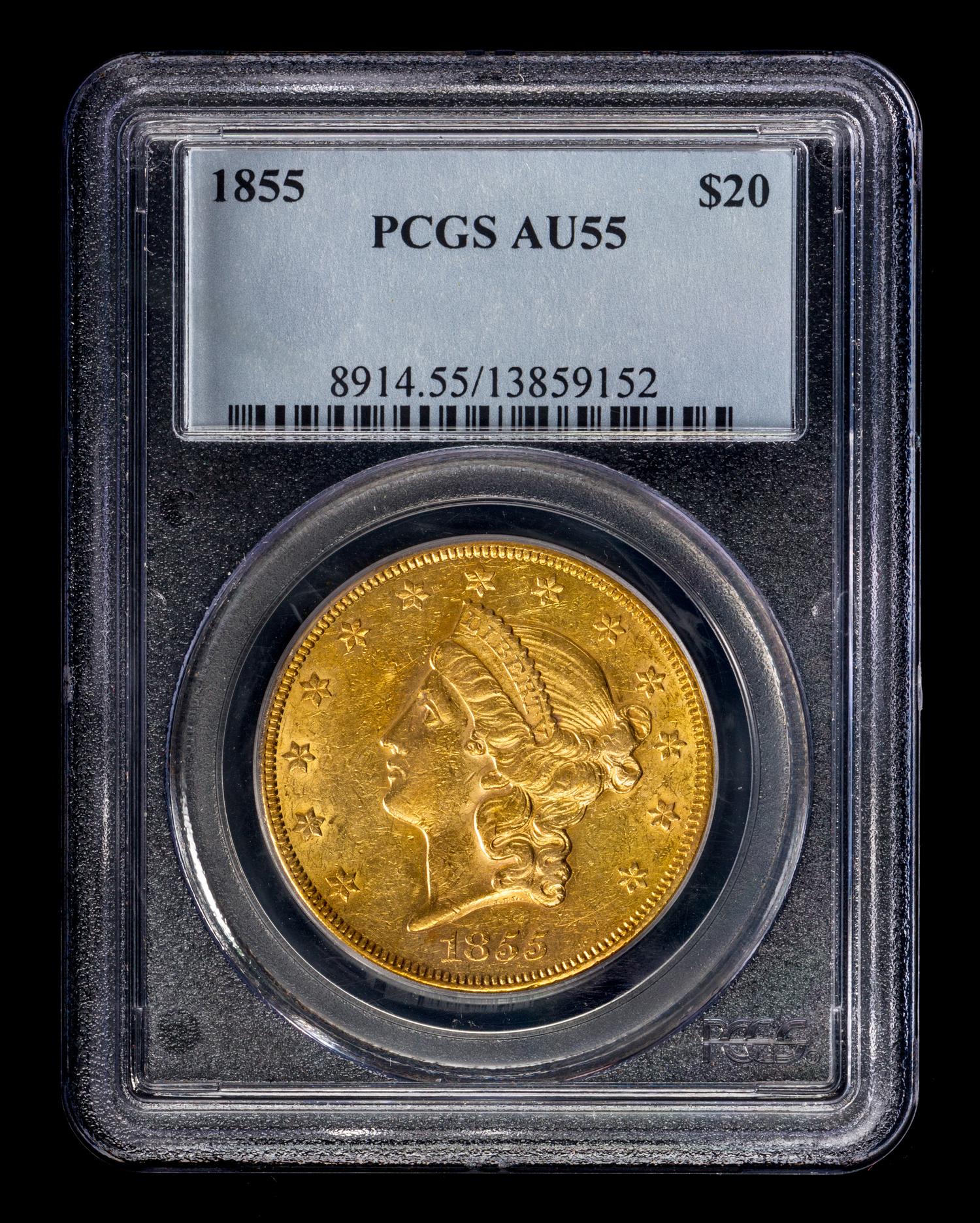 A United States 1855 Liberty Head $20 Gold Coin