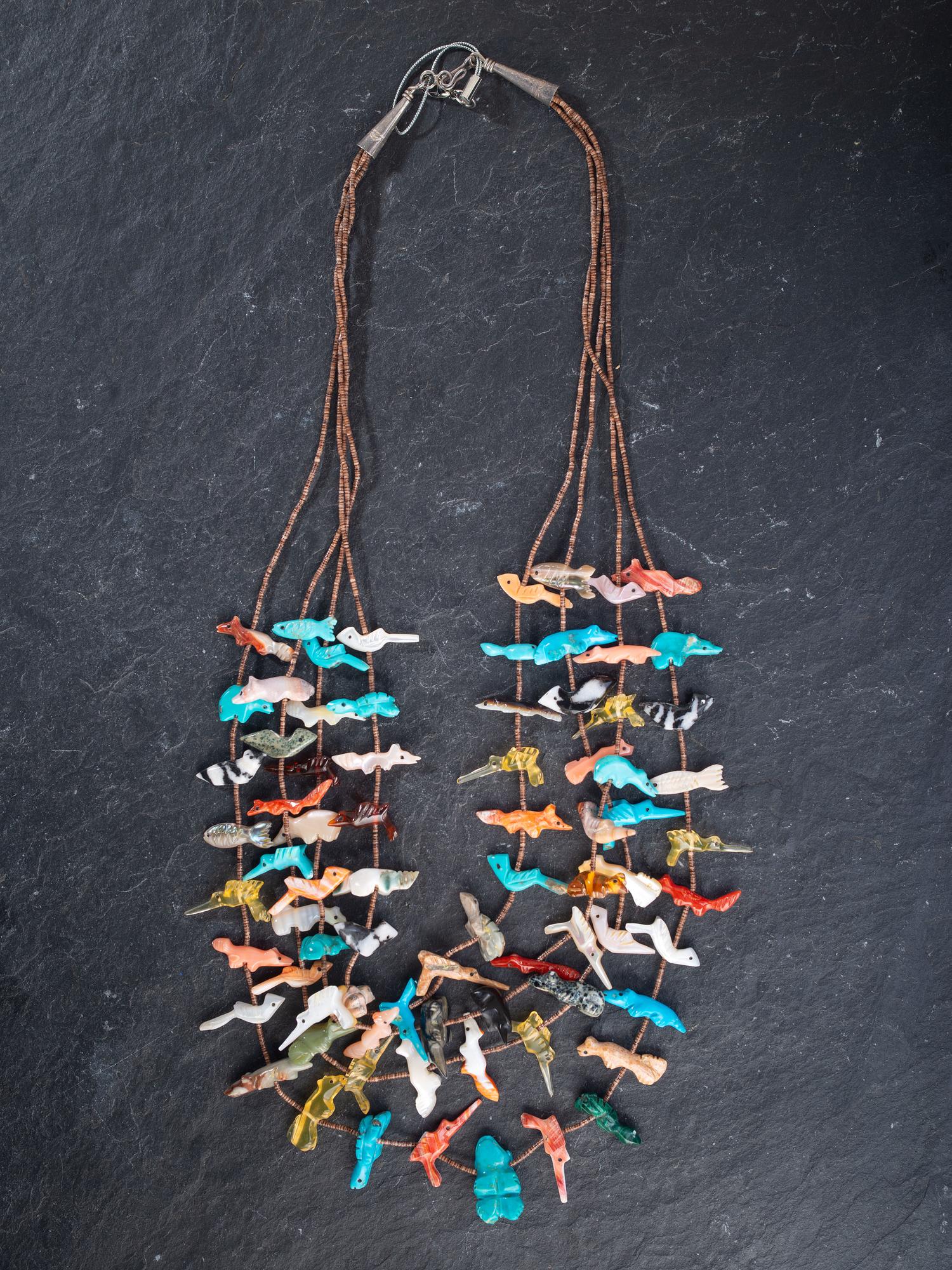 Pair of Zuni Fetish Necklaces and Earrings