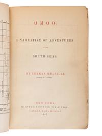 MELVILLE, Herman (1819-1891). Omoo: A Narrative of Adventures in the South Seas . New York & London: Harper & Brothers, John Murray, 1847.
