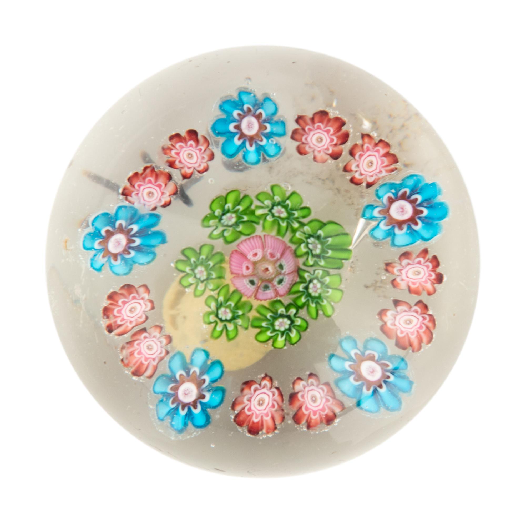 A Miniature Clichy Open Concentric Millefiori Glass Paperweight