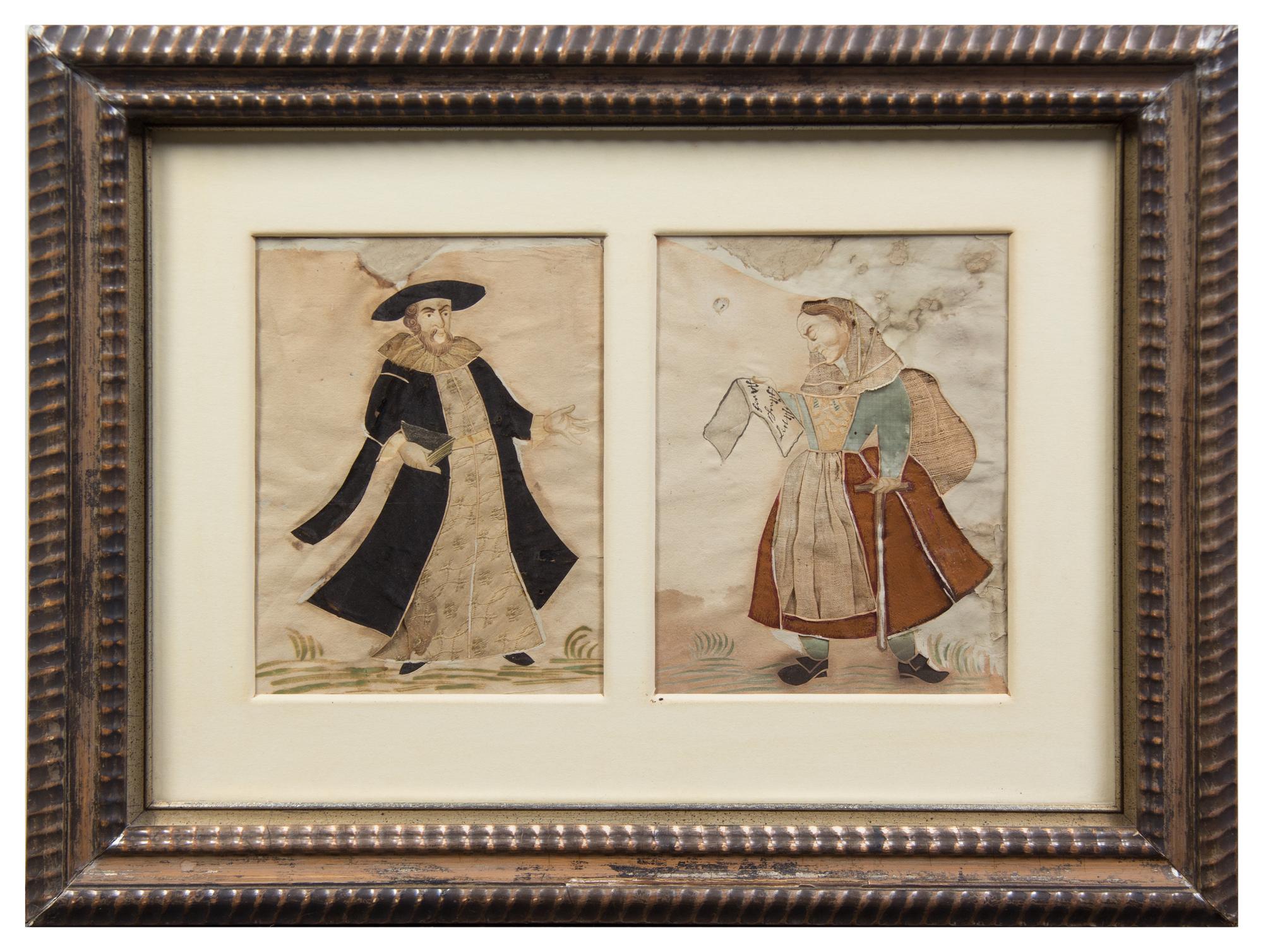 A Set of Four Paper Cut-Out Collages Each: 14 3/8 x 18 1/2 inches overall.