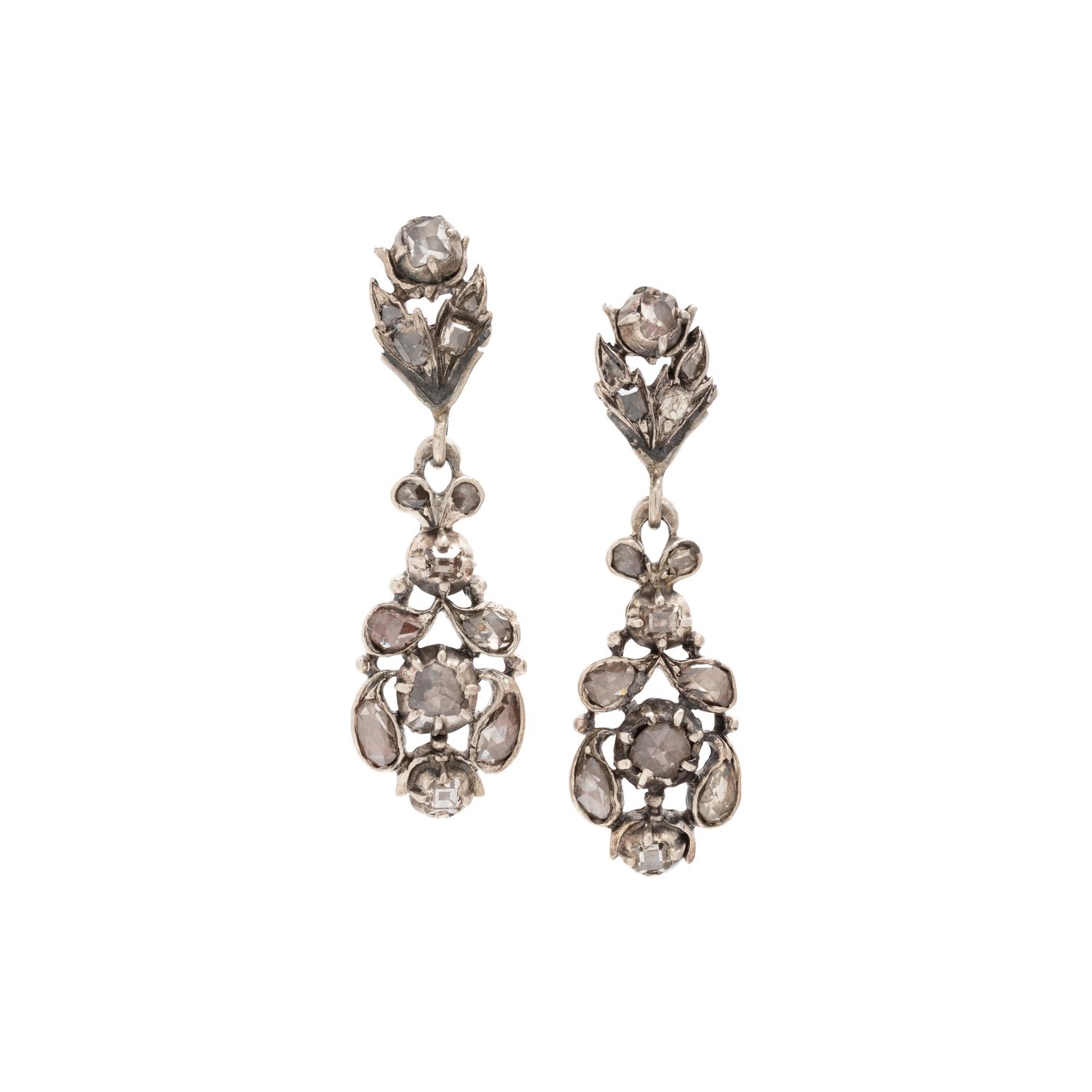 GEORGIAN, DIAMOND DROP EARRINGS