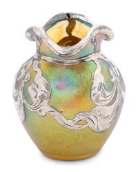 A Pair of Loetz Silver Overlay Vases