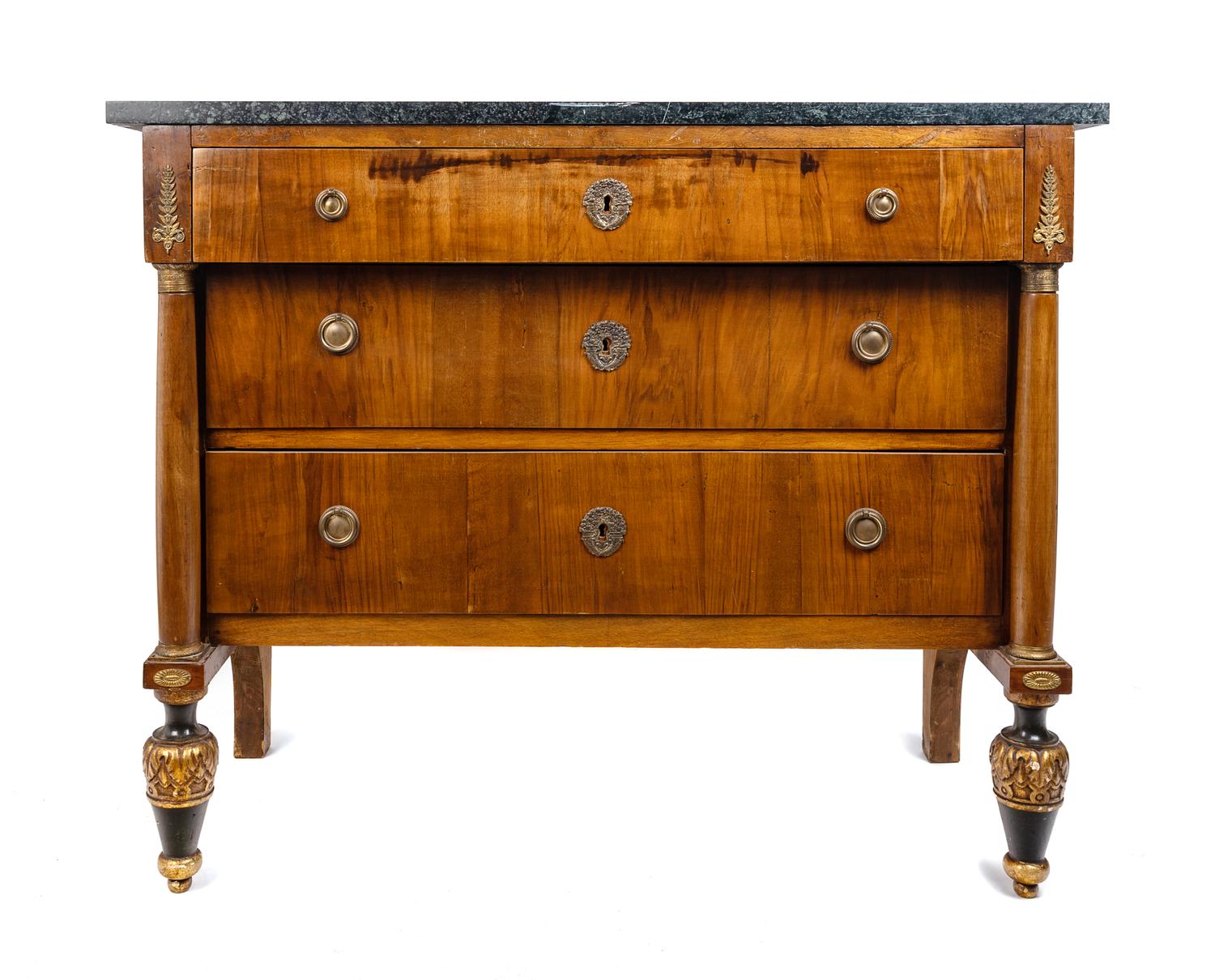 A Northern European Mahogany Marble-Top Commode with Painted Feet — FIRST HALF 19TH CENTURY