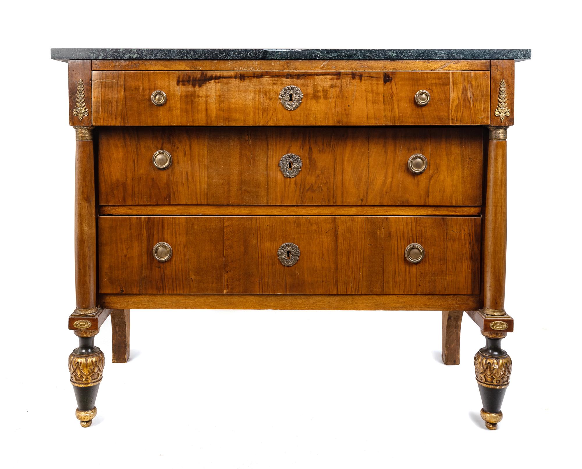 A Northern European Mahogany Marble-Top Commode with Painted Feet — FIRST HALF 19TH CENTURY