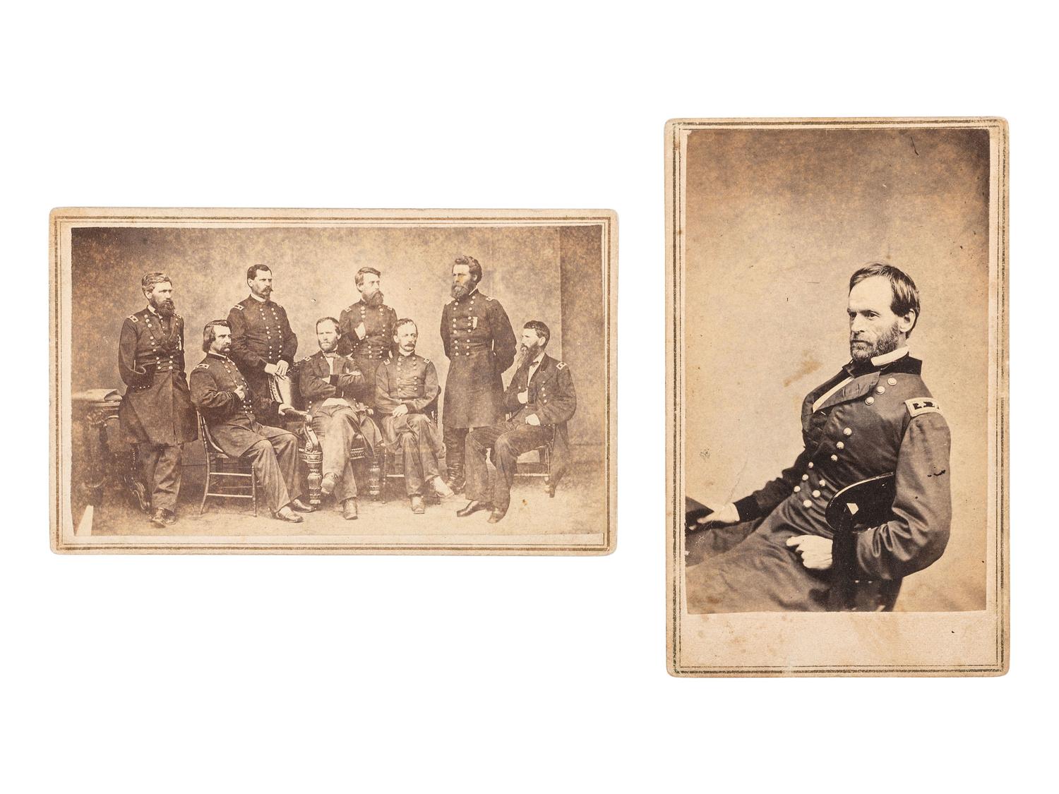 SHERMAN, William Tecumseh (1820-1891). A group of 3 items, including 2 CDVs and an autograph endorsement signed ("W.T. Sherman"), as Major General. Memphis, TN, 25 November 1862.