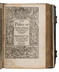 [Book of Common Prayer, in English]. The Psalter or Psalmes of David . London: deputies of Christopher Barker, [1589?]. [Bound with:] The whole booke of Psalmes. Collected into English meeter by Thomas Sternh. John Hopkins and others... London: John Wolfe for the assignes of Richard Day, 1589.
