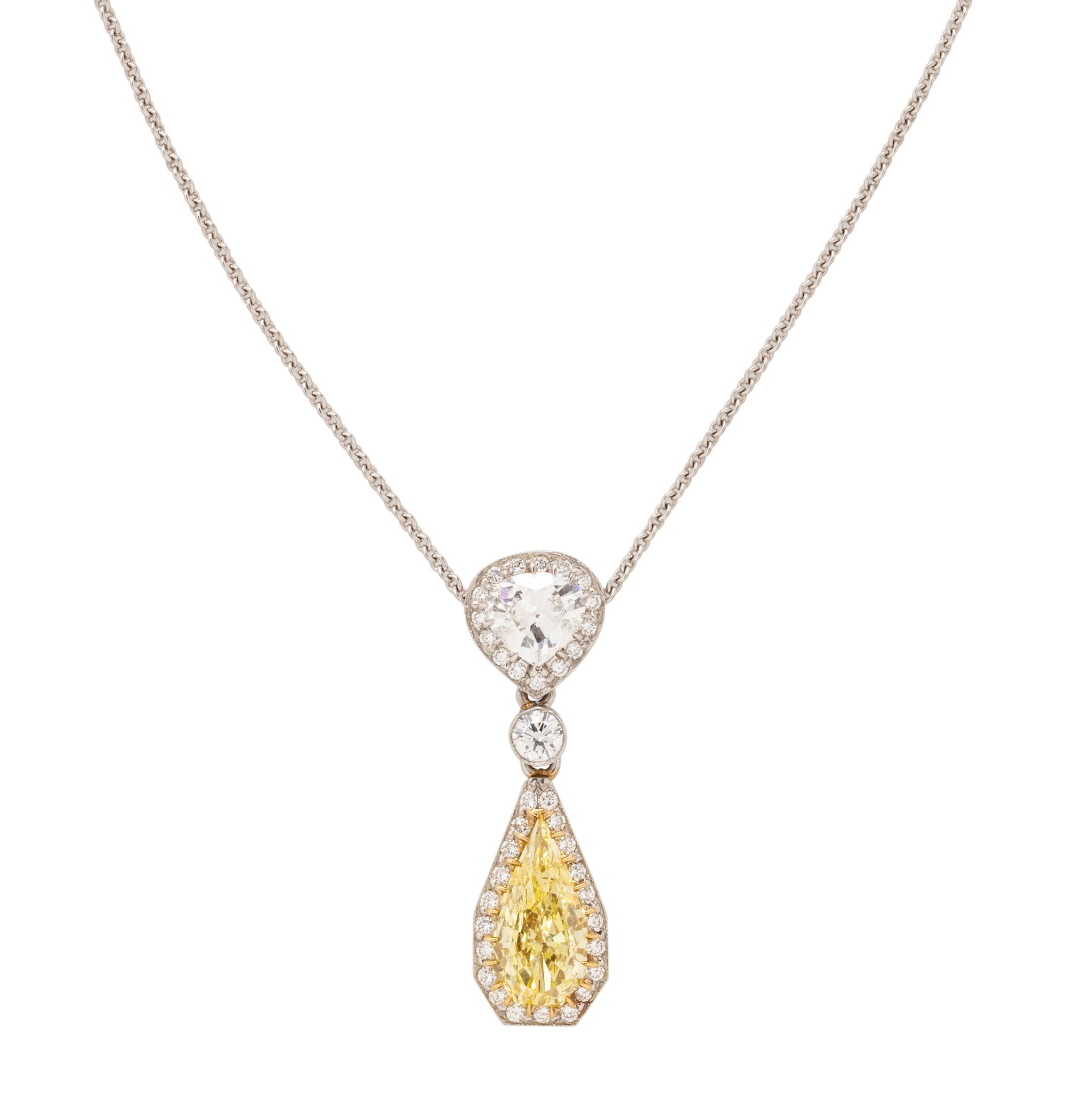 FANCY YELLOW DIAMOND AND DIAMOND NECKLACE