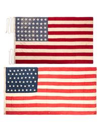 [FLAGS]. A group of 2 American flags, incl. 45-star and 48-star examples. Late 19th-early 20th century.