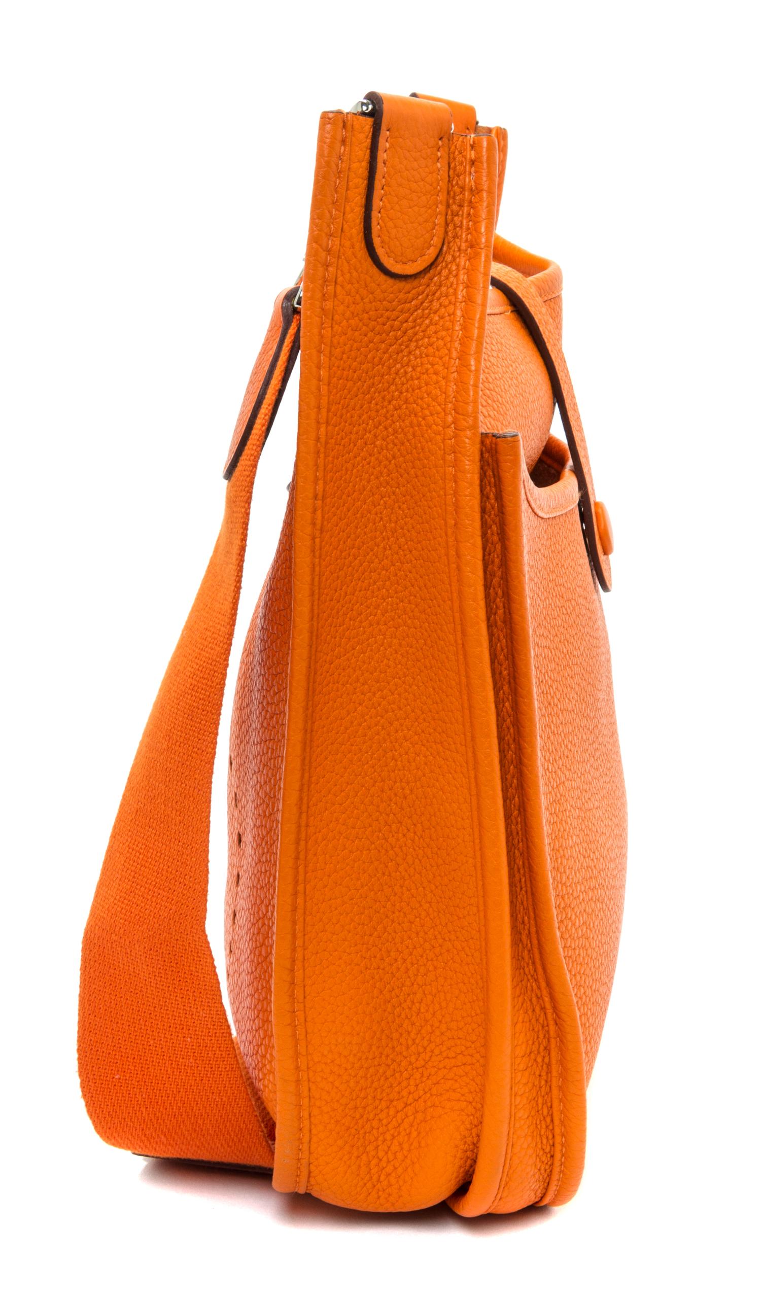 An Hermes Orange Evelyne III PM Handbag, 11.25" x 12" x 2.5".