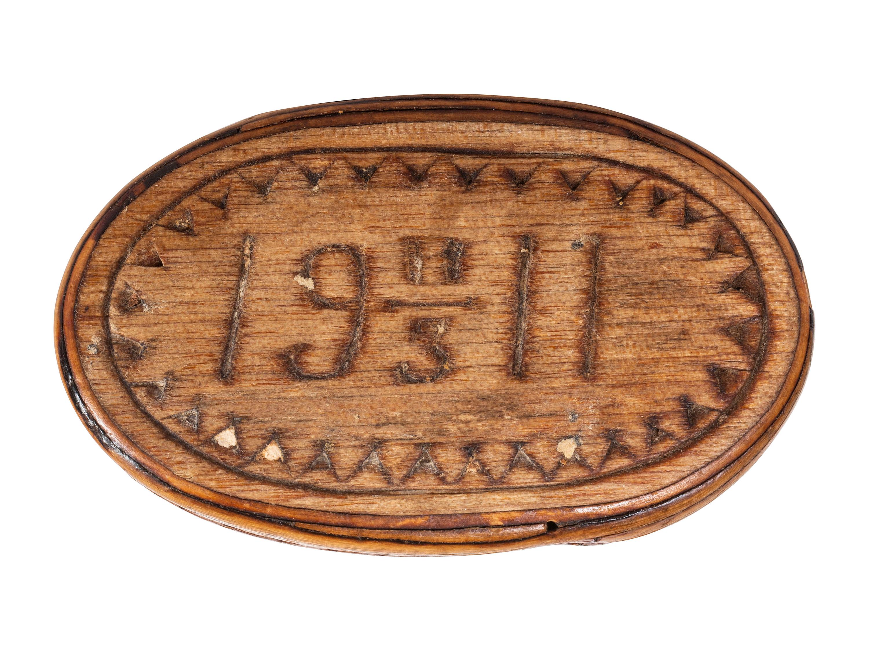 Collection of Canoe Cups, Birchbark Snuff Boxes, and Crucifix