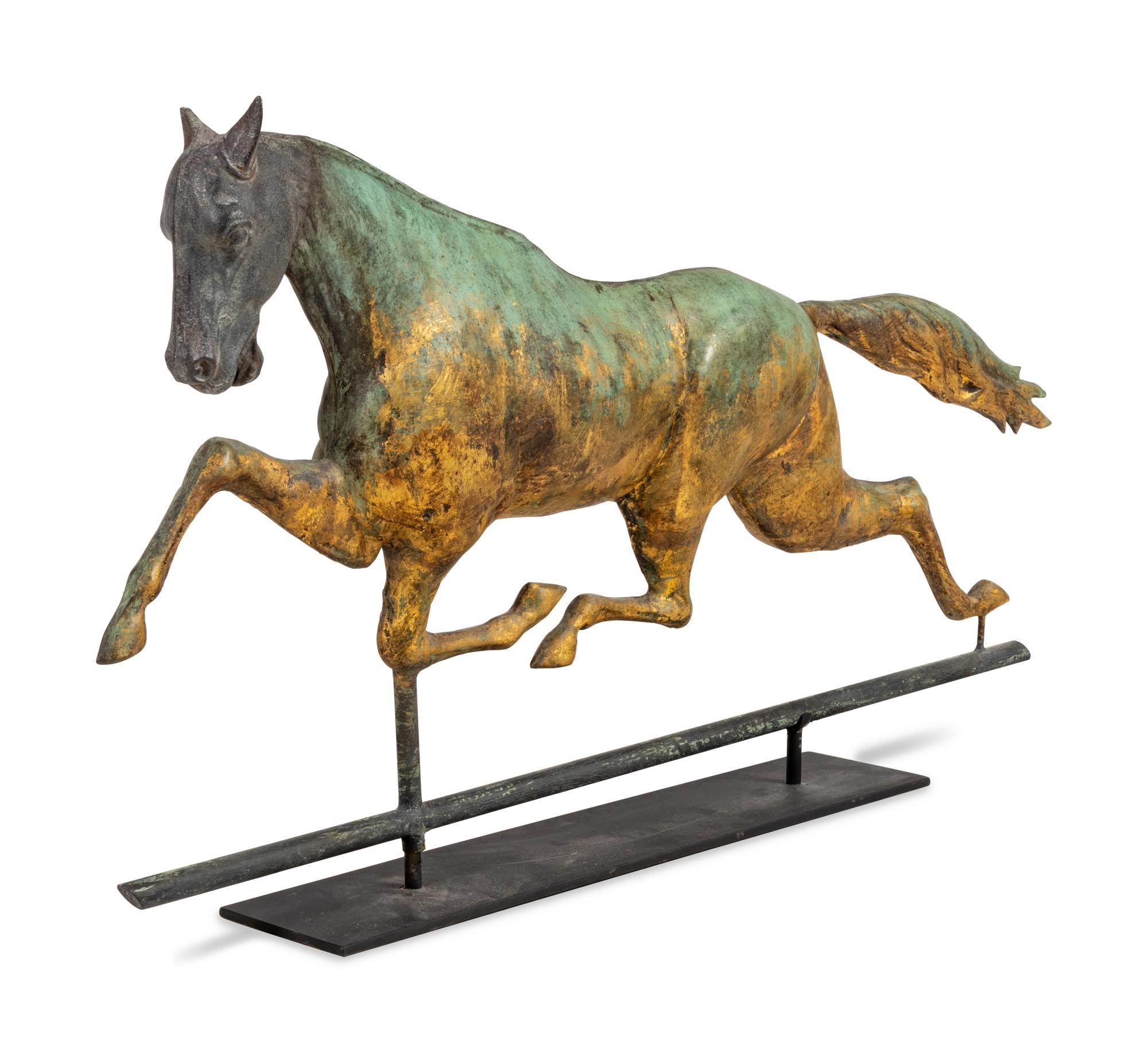 A Cast Zinc, Molded and Parcel Gilt Copper Dexter Weathervane