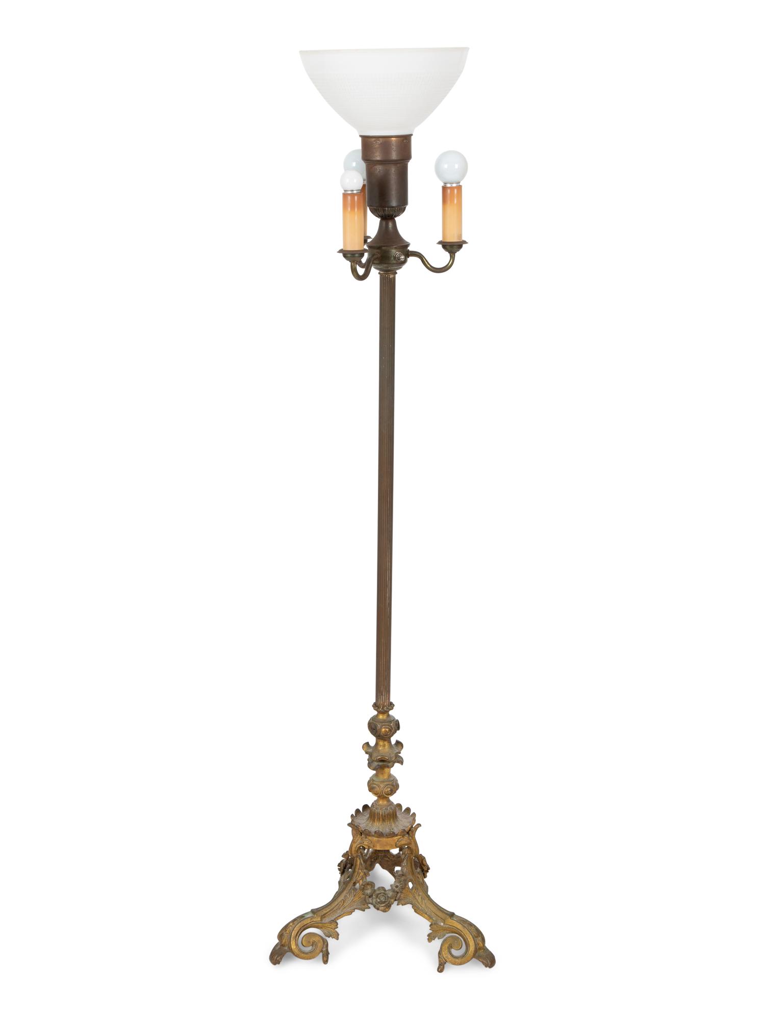A Louis XV Style Gilt Bronze Floor Lamp