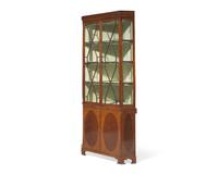 A fine George III inlaid mahogany and satinwood corner cupboard, circa 1790