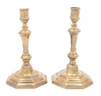 A Pair of Continental Brass Candlesticks