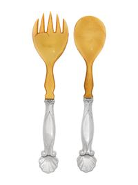 A Georg Jensen Silver Mathilde P attern Two-Piece Salad Serving Set