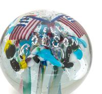 Two Large American Commemorative Glass Paperweights