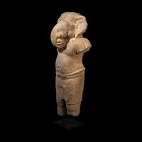 A Khmer Grey Sandstone Figure of Ganesha, Angkor Period, 10th-11th Century 十-十一世紀 吳哥窟灰沙岩象鼻天立像