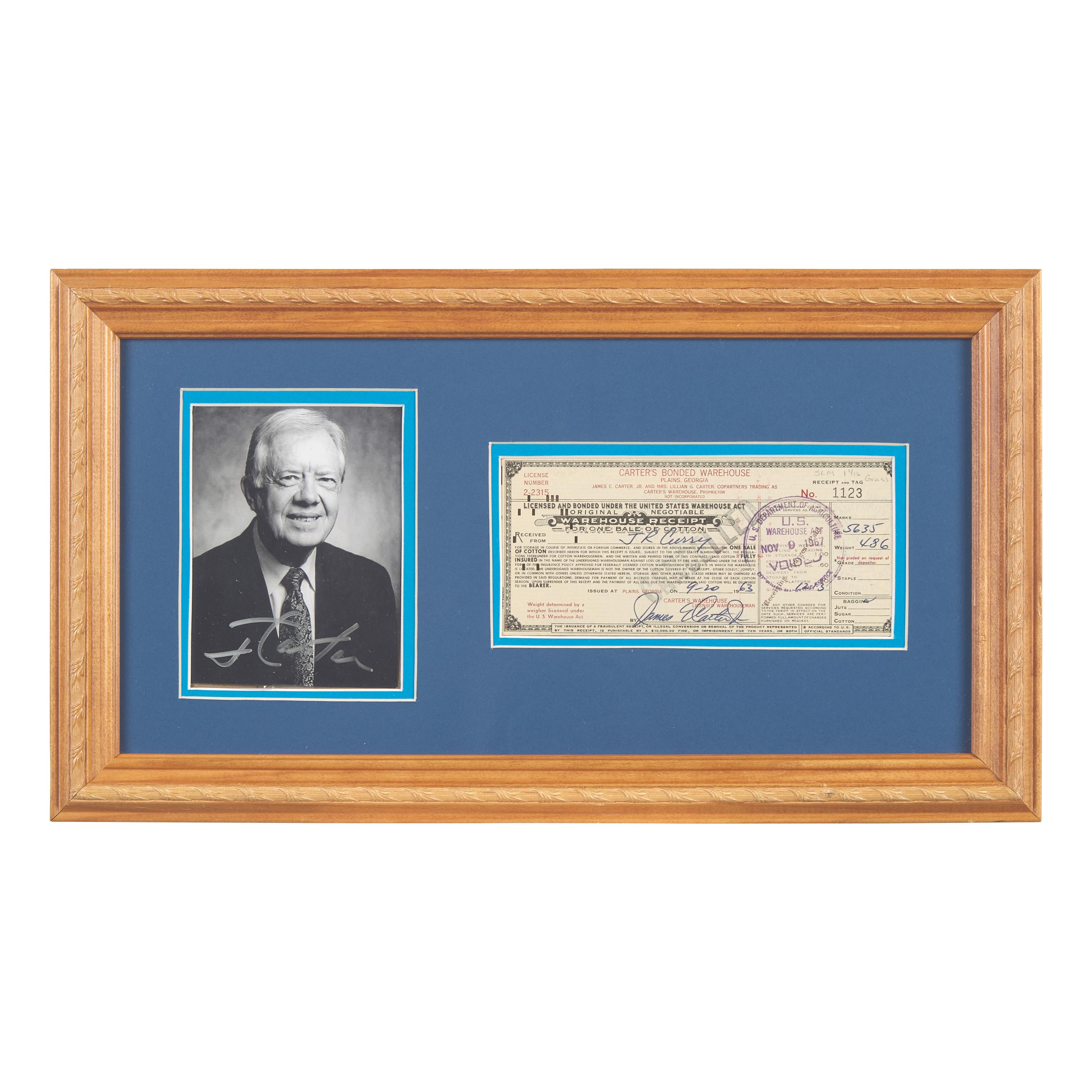 [Presidential] Carter, Jimmy. Signed photograph and signed receipt