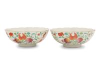 A Large Pair of Chinese Famille Rose Porcelain Bowls