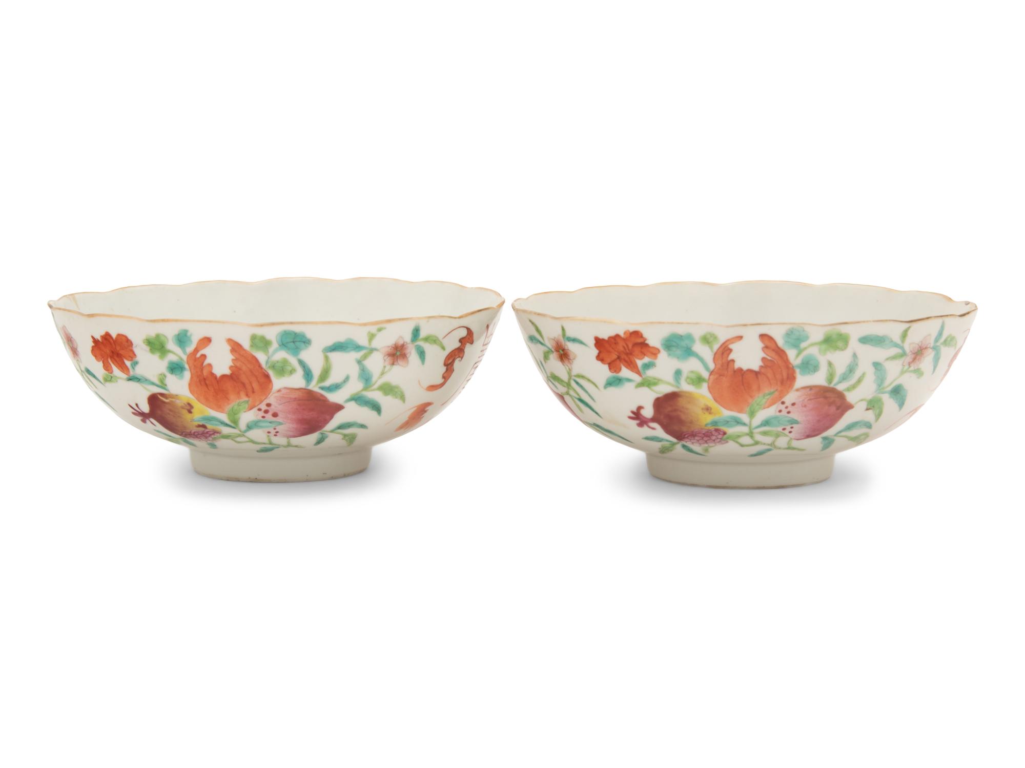 A Large Pair of Chinese Famille Rose Porcelain Bowls