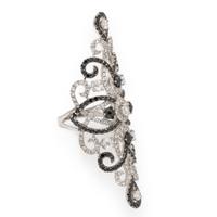 Diamond, Black Diamond, and White Gold Ring