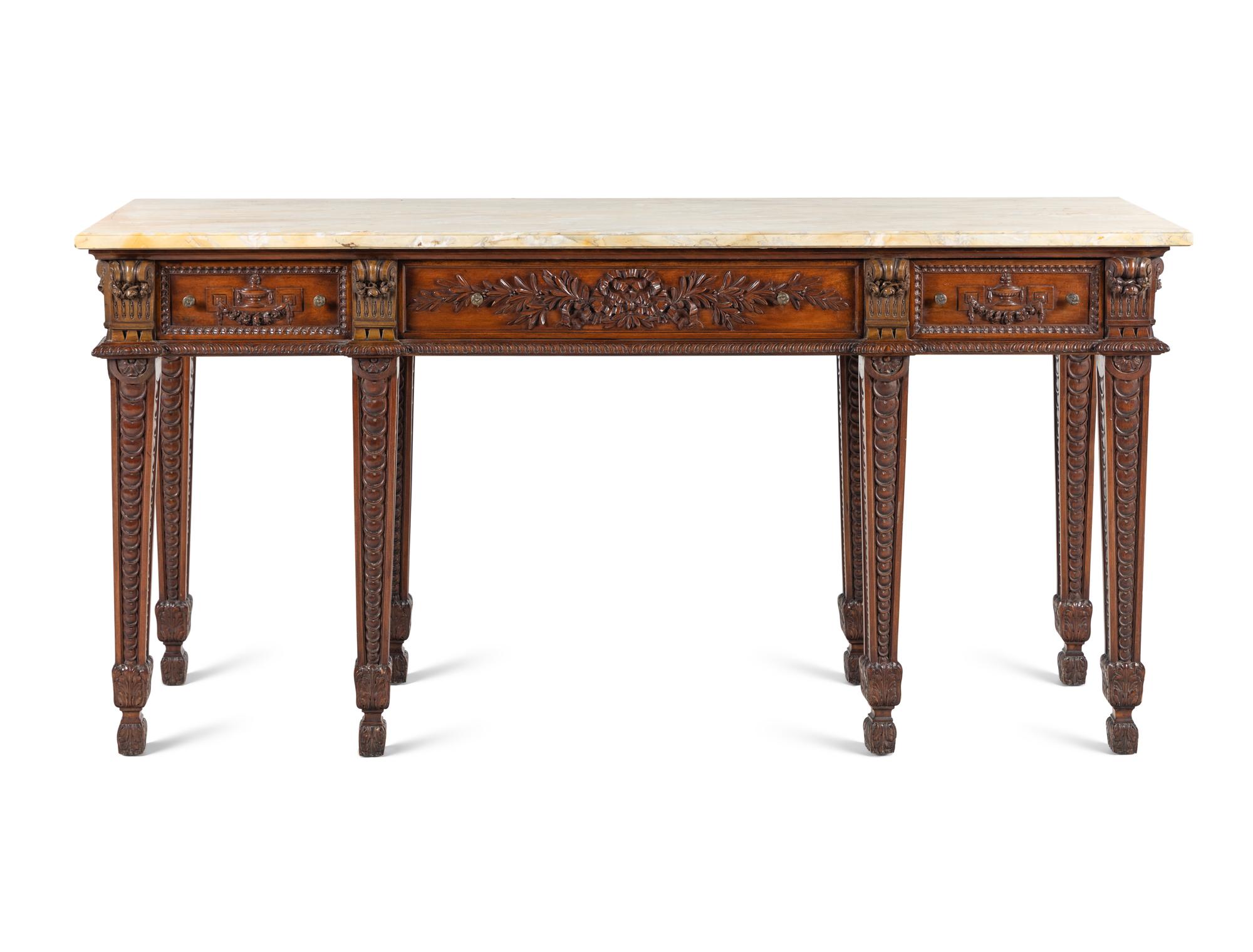 A George III Style Mahogany Marble-Top Sideboard