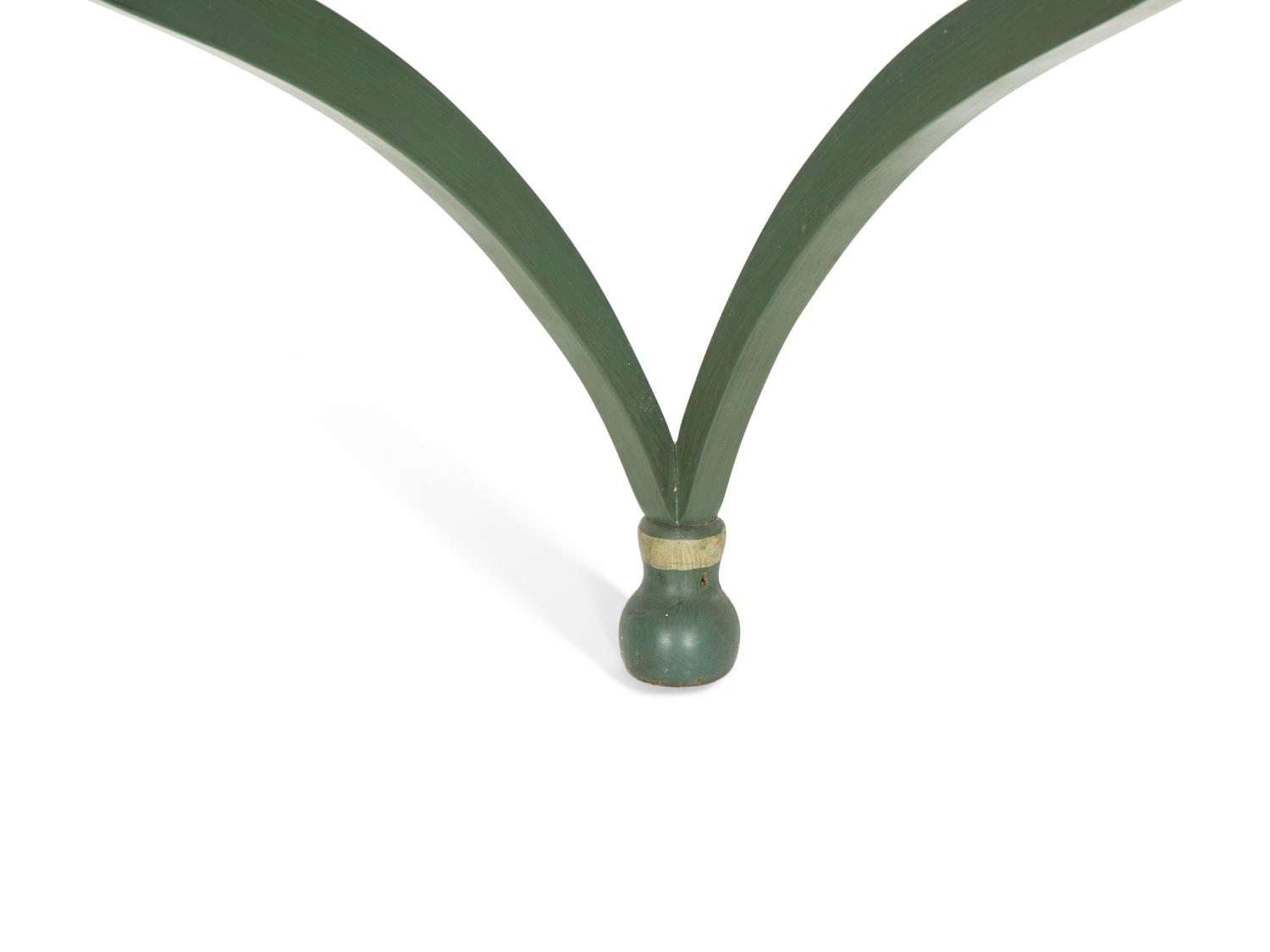 A Pair of Green-Painted Demilune Console Tables by Jessup