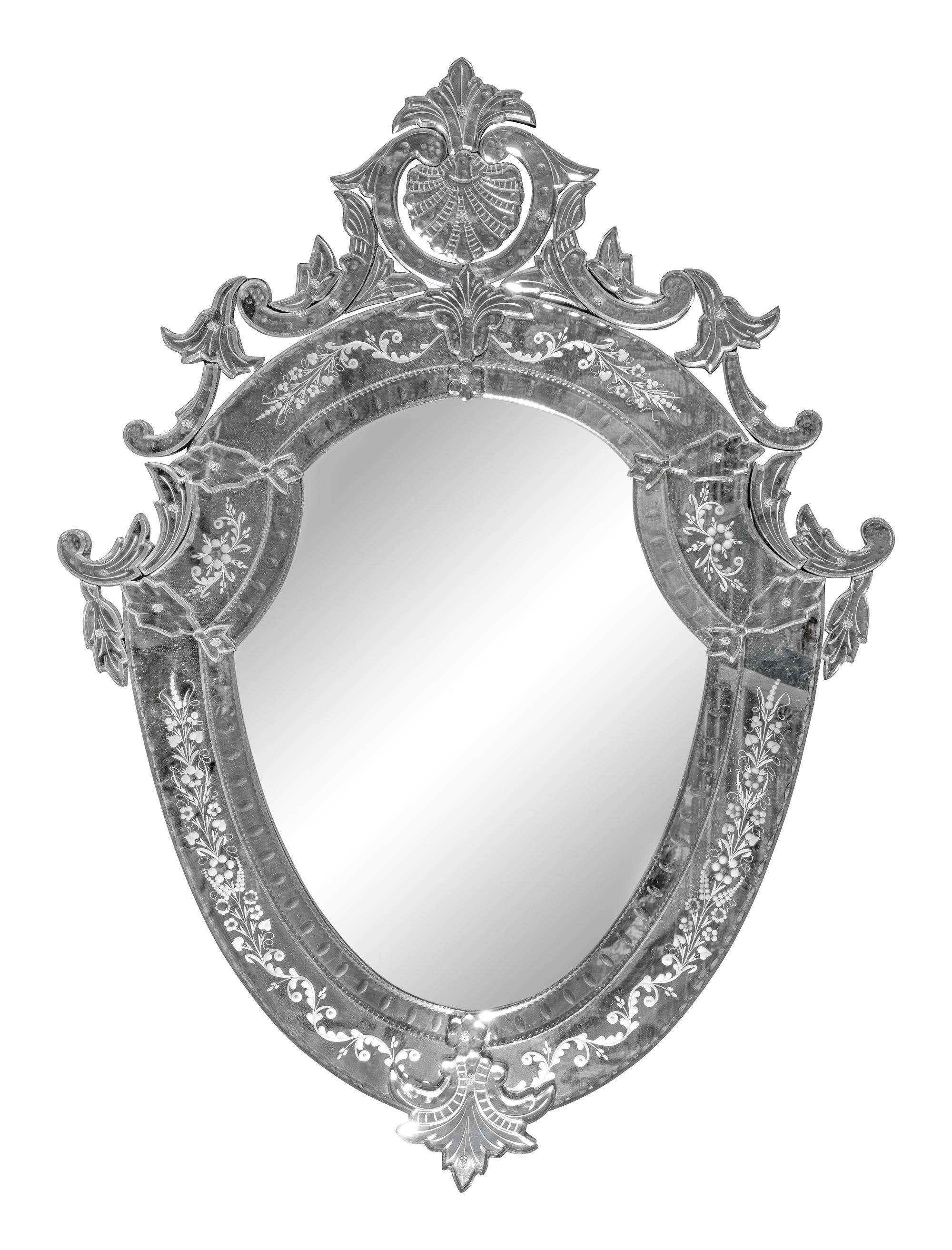 A Venetian Etched Glass Mirror